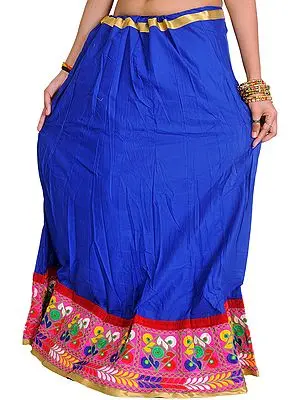 Plain Ghagra Skirt from Kutch with Embroidered Patch Border