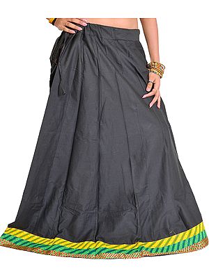 Plain Long Ghagra Skirt from Pilkhuwa with Patch Border
