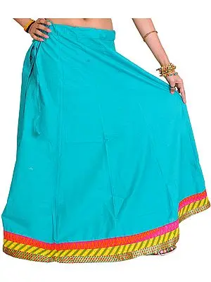 Plain Long Ghagra Skirt from Pilkhuwa with Patch Border