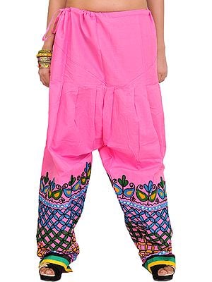 Plain Salwar from Gujarat with Aari Embroidery on Bottom
