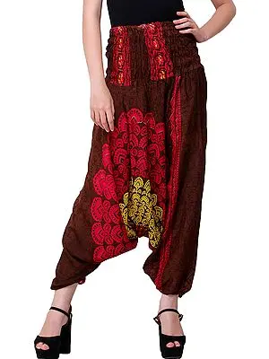 Floral  Printed Harem Trouser with Elastic Waist