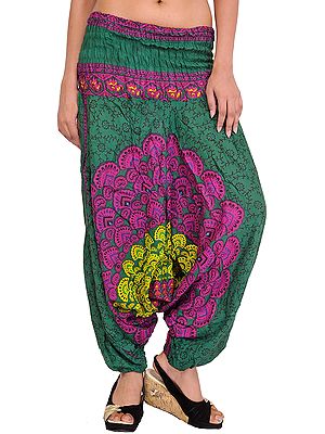 Floral Printed Harem Trousers with Elastic Waist