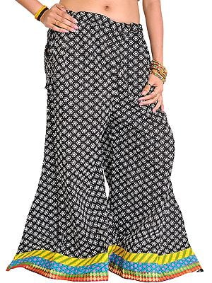 Casual Palazzo Pants from Pilkhuwa with Printed Bootis and Patch Border