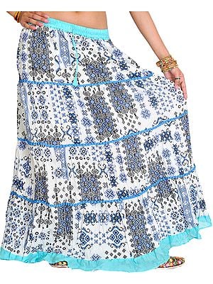 Long Skirt with Ikat Print and Patchwork