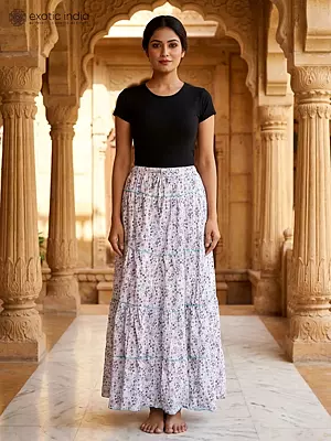 Long Skirt with Ikat Print and Patchwork
