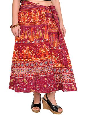 Wrap-Around Midi Skirt from Pilkhuwa with Printed Procession
