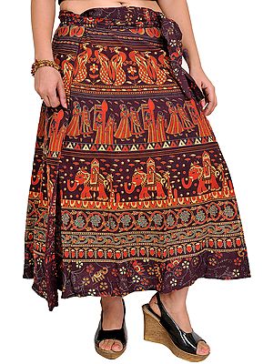 Wrap-Around Midi Skirt from Pilkhuwa with Printed Procession