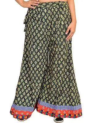 Casual Palazzo Pant from Pilkhuwa with Block-Printed Bootis and Patch Border