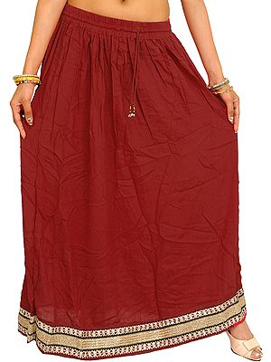 Plain Long Skirt with Embellished Patch Border