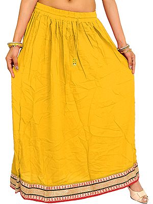 Plain Long Skirt with Embellished Patch Border