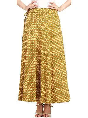 Bronze-Mist Wrap-Around Long Skirt from Pilkhuwa with Bagdoo Print