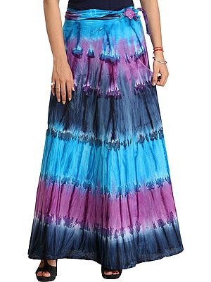 Batik-Dyed Wrap-Around Long Skirt