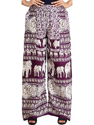 Casual Trouser with Printed Elephants and Side Pockets