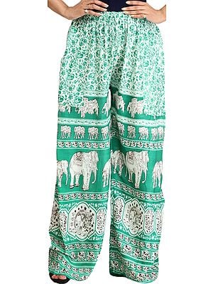 Casual Trouser with Printed Elephants and Side Pockets