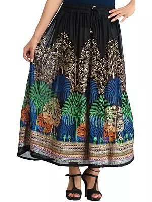 Long Skirt with Printed Trees