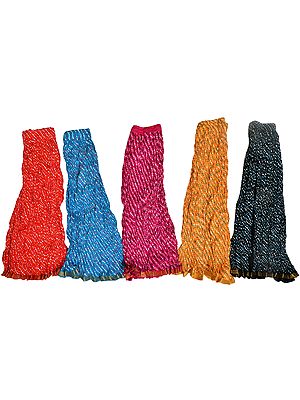 Lot of Five Printed Midi Skirts from Jodhpur with Gota Border