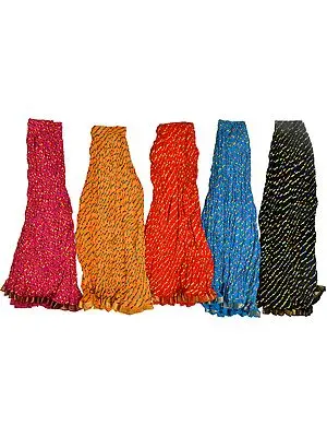 Lot of Five Jodhpuri Leheria Midi Skirts with Gota Border