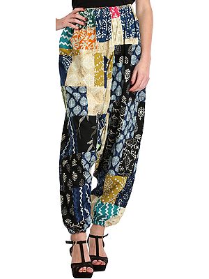 Multicolor Printed Patchwork Casual Harem Trousers