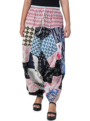 Multicolor Printed Patchwork Casual Harem Trousers