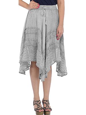 Midi Skirt with Thread-Embroidery in Self