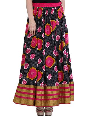 Printed Long Skirt from Jodhpur with Golden Border