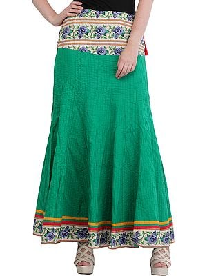 Long Skirt from Jodhpur with Rose Border and Straight Stitch