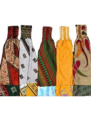 Lot of Five Vintage Sari Layered Skirts