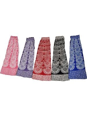 Lot of Five Midi Skirt with Block-Print in Pastel Colors