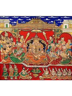 King Dasharatha with His Newly Born Sons
