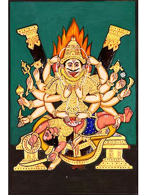 Lord Narasimha Killing the Demon Hiranyakashipu