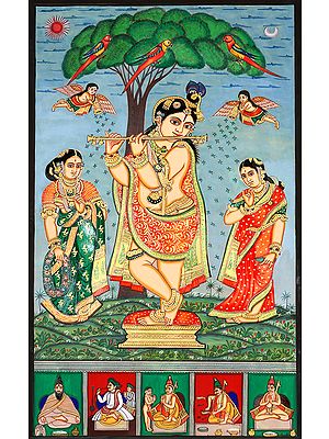 Krishna with Rukmini and Satyabhama
