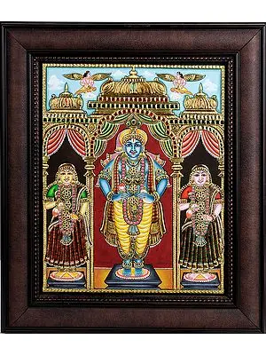 Shri Krishna with Rukmini and Satyabhama (Framed)