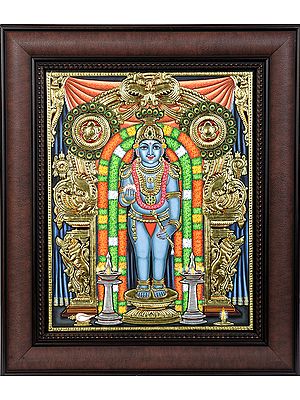 Shri Krishna at Guruvayur | Tanjore Painting with Frame