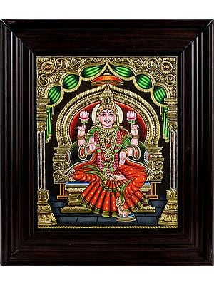 Goddess Lakshmi Tanjore Painting with Frame