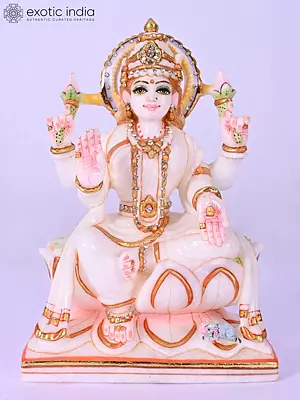 8" Goddess Lakshmi | Marble Statue | Exquisite Indian Artwork