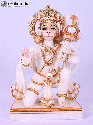 Lord Hanuman Marble Sculpture - 10 Inch - Symbol of Strength