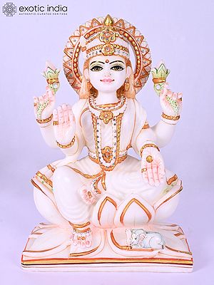 Goddess Lakshmi Marble Sculpture | 12 Inch Divine Representation