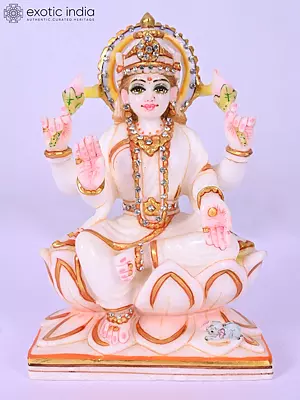7" Goddess Lakshmi | Marble Statue | Exquisite Indian Art