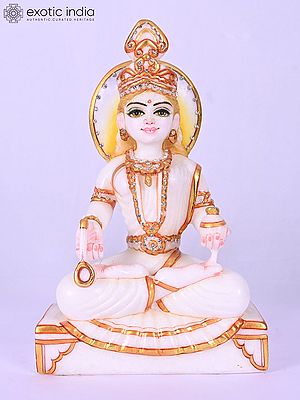 10" Seated Goddess Annapurna Marble Statue