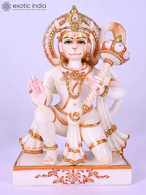 12" Lord Hanuman - Anjani Putra | Marble Statue | Exquisite Indian Artwork