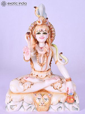 Lord Shiva Marble Sculpture in Blessing Pose