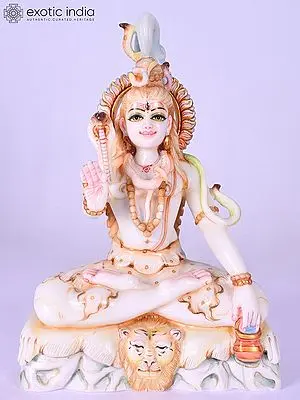 12" Blessing Lord Shiva | Marble Statue | Exquisite Indian Art