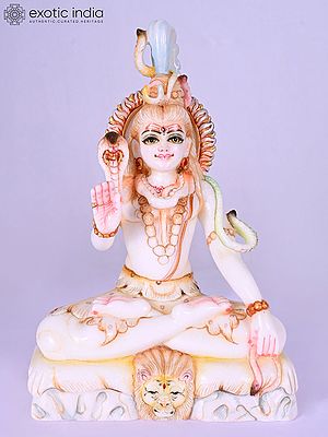 Lord Shiva Marble Sculpture, 10" Seated Deity