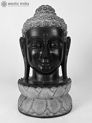15" Lord Buddha Head Statue | Marble Sculpture