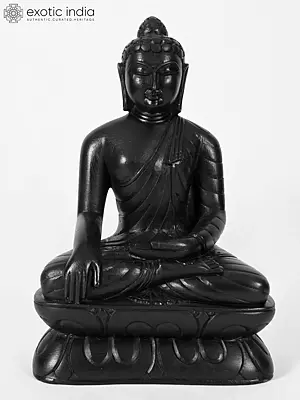 9" Lord Buddha | Black Stone Statue | Handmade Indian Artwork