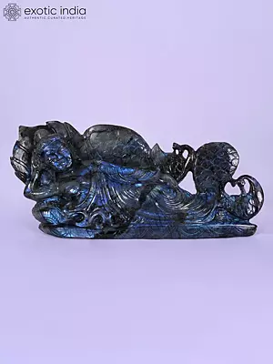 16" Reclining Lord Buddha | Gemstone Statue | Handmade Indian Art