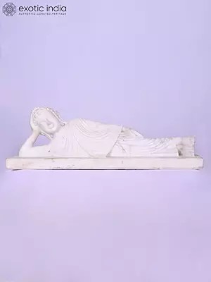26" Reclining Lord Buddha Marble Statue