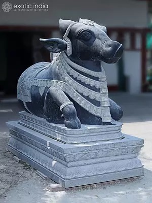 78" Nandi Granite Statue