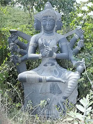 108" Super Large Goddess Gayatri - Veda Mata (Mother of the Vedas) | Granite Statue