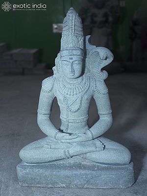 Lord Shiva Granite Sculpture - 26" Seated Deity